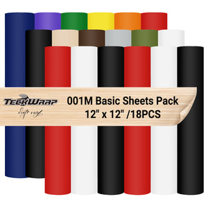 TeckWrap 001M basic matte colour sheets pack (18 pieces)