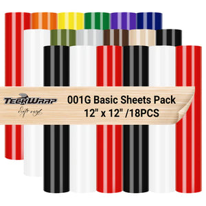 TeckWrap 001G basic colour sheets pack (18 pieces)