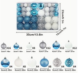 Baubles mixed pack of 100 blue, silver and white