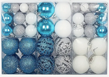 Baubles mixed pack of 100 blue, silver and white