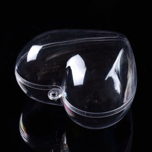 Heart shaped fillable clear acrylic bauble collection