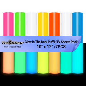 TeckWrap glow in the dark puff HTV sheets pack (7 pieces)