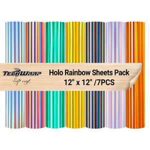 TeckWrap holographic glossy rainbow craft vinyl sheets pack (7 pieces)