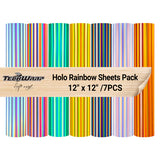 TeckWrap holographic glossy rainbow craft vinyl sheets pack (7 pieces)